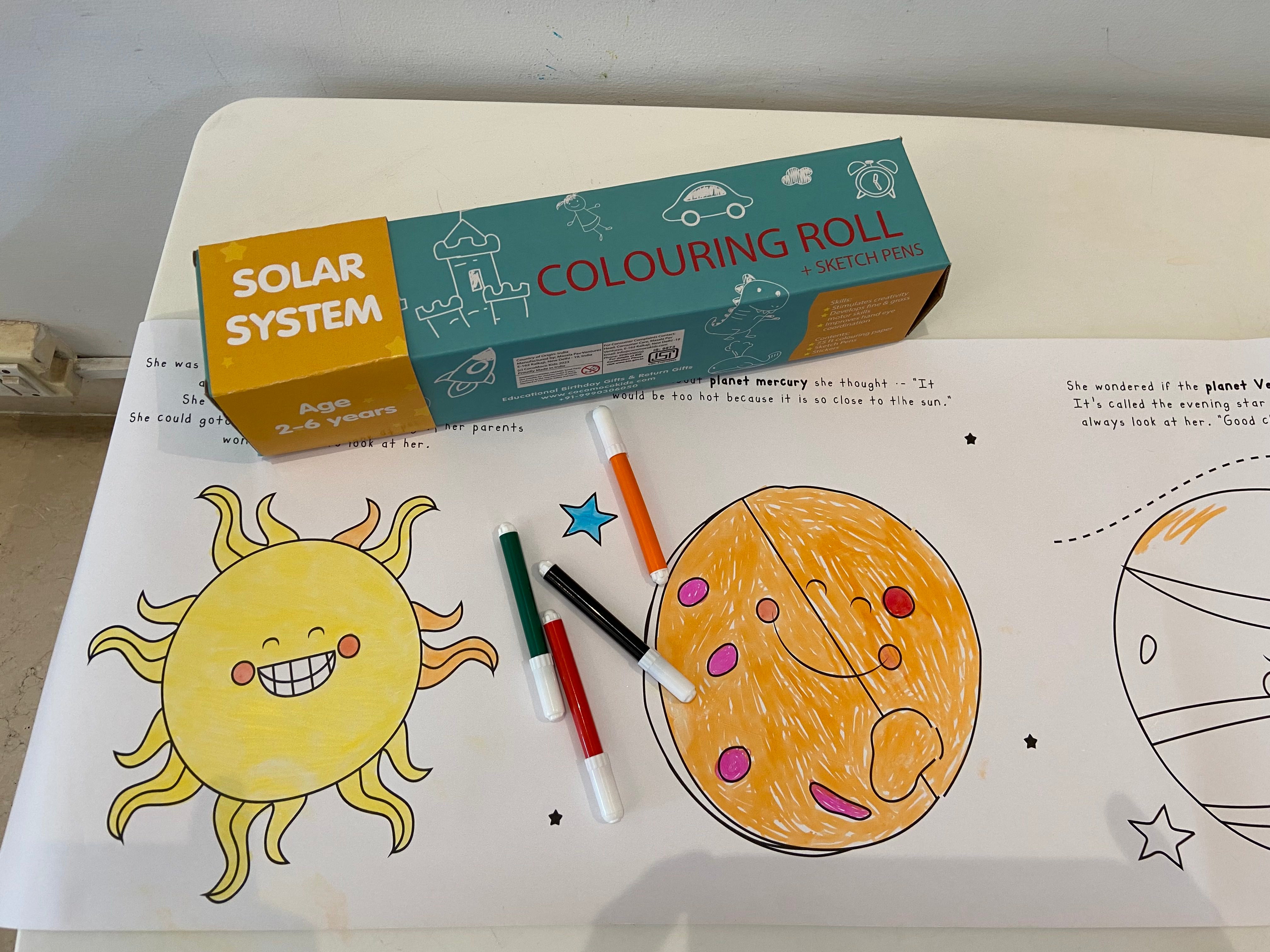 Solar System Drawing, Diagram for Kids School Project